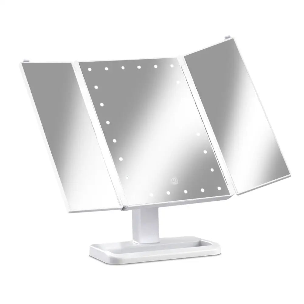 Embellir Makeup Mirror with 24 LED light Tri-fold Dimmable Tabletop Storage - Health & Beauty > Makeup Mirrors