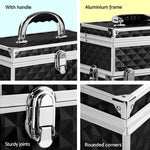 Embellir Portable Cosmetic Beauty Makeup Carry Case with Mirror - Diamond Black - Health & Beauty > Cosmetic Storage >