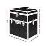 Embellir Portable Cosmetic Beauty Makeup Carry Case with Mirror - Crocodile Black - Health & Beauty > Cosmetic Storage