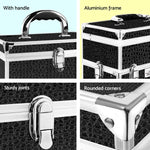 Embellir Portable Cosmetic Beauty Makeup Carry Case with Mirror - Crocodile Black - Health & Beauty > Cosmetic Storage