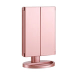 Embellir Tri-fold Makeup Mirror 1X2X3X Magnifying with LED Light Travel Portable Pink - Health & Beauty > Makeup >