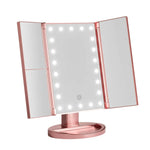 Embellir Tri-fold Makeup Mirror 1X2X3X Magnifying with LED Light Travel Portable Pink - Health & Beauty > Makeup >