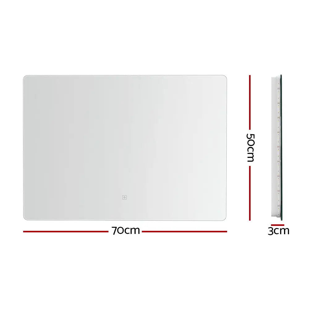 Embellir Wall Mirror 70X50cm with LED Light Bathroom Home Decor Round Rectangle - Home & Garden > Decor > Mirrors