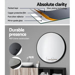 Embellir Wall Mirror Makeup 50cm Home Decor Framed Mirrors Bathroom Round Black - Health & Beauty > Makeup > Makeup