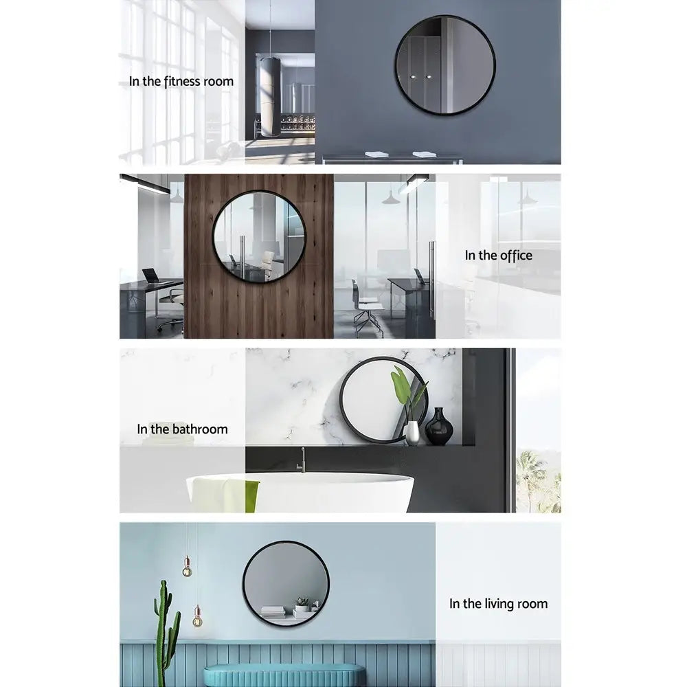 Embellir Wall Mirror Makeup 50cm Home Decor Framed Mirrors Bathroom Round Black - Health & Beauty > Makeup > Makeup