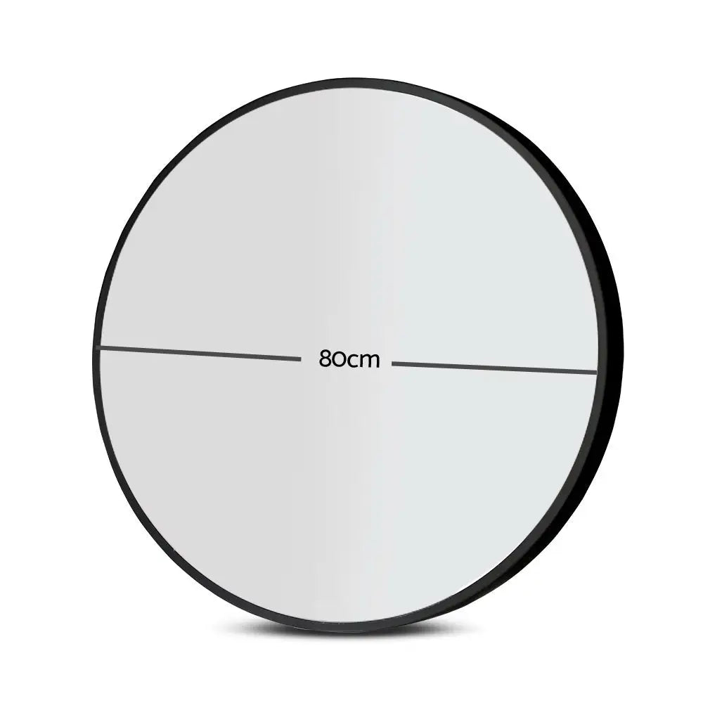 Embellir Wall Mirror Makeup 80cm Home Decor Framed Mirrors Bathroom Round Black - Health & Beauty > Makeup Mirrors