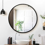 Embellir Wall Mirror Makeup 80cm Home Decor Framed Mirrors Bathroom Round Black - Health & Beauty > Makeup Mirrors