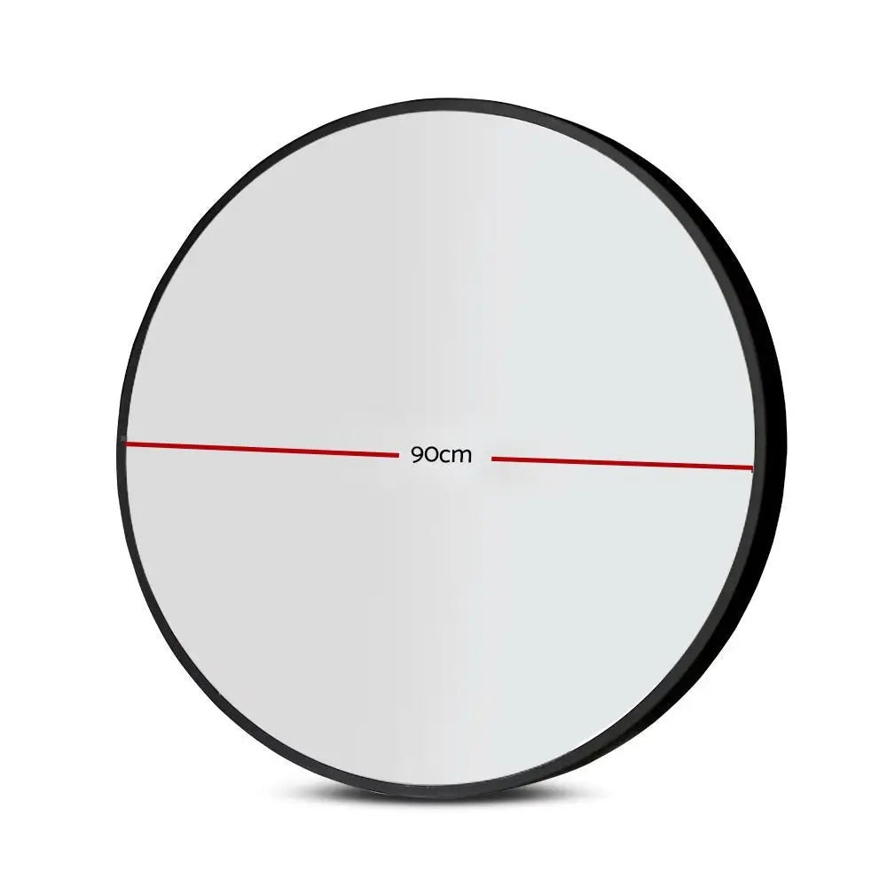 Embellir Wall Mirror Makeup 90cm Home Decor Framed Mirrors Bathroom Round Black - Home & Garden > Bathroom Accessories