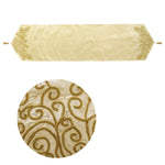 Embroidered Faux Silk Table Runner 33 x 135 cm Eve Cream Gold - Home & Garden > Kitchenware