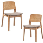 Emilio 2pc Set Dining Chair Fabric Seat Scandinavian Style Solid Ash Wood Oak - Furniture > Dining