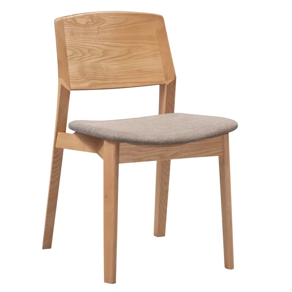 Emilio 2pc Set Dining Chair Fabric Seat Scandinavian Style Solid Ash Wood Oak - Furniture > Dining