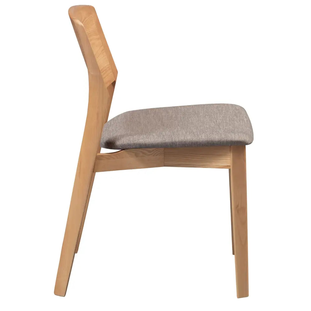 Emilio 2pc Set Dining Chair Fabric Seat Scandinavian Style Solid Ash Wood Oak - Furniture > Dining