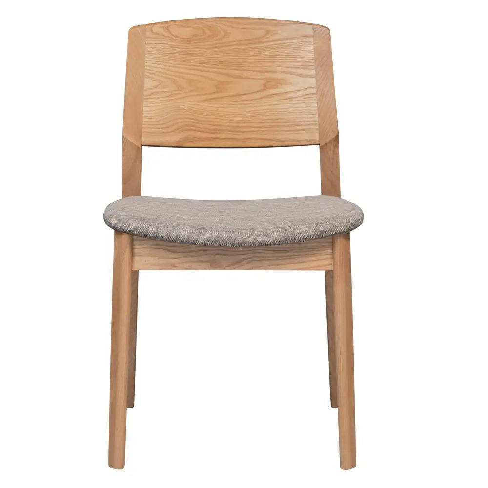 Emilio 2pc Set Dining Chair Fabric Seat Scandinavian Style Solid Ash Wood Oak - Furniture > Dining