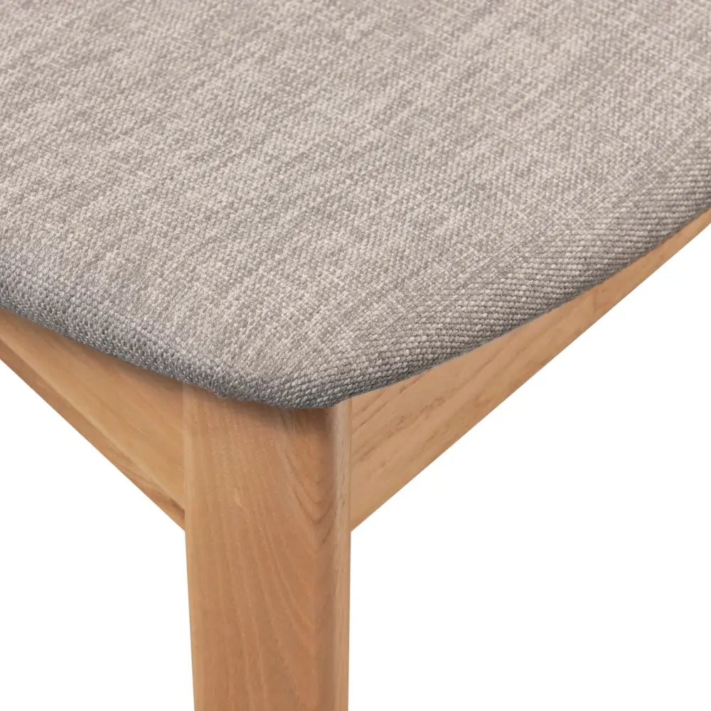 Emilio 2pc Set Dining Chair Fabric Seat Scandinavian Style Solid Ash Wood Oak - Furniture > Dining