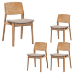 Emilio 4pc Set Dining Chair Fabric Seat Scandinavian Style Solid Ash Wood Oak - Furniture > Dining