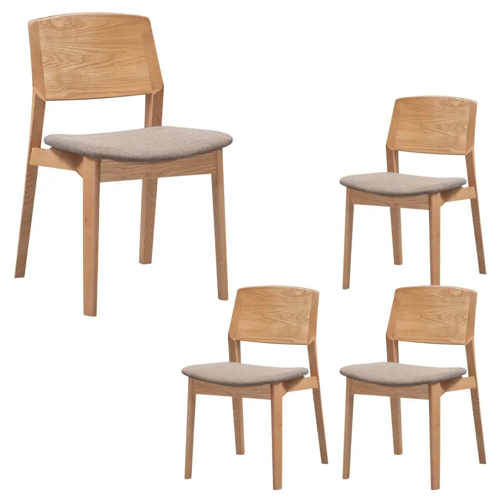 Emilio 4pc Set Dining Chair Fabric Seat Scandinavian Style Solid Ash Wood Oak - Furniture > Dining