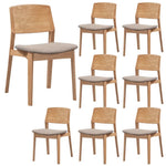 Emilio 8pc Set Dining Chair Fabric Seat Scandinavian Style Solid Ash Wood Oak - Furniture > Dining