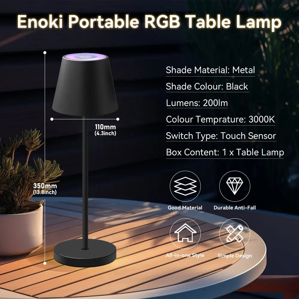 Enoki Portable RGB Table Lamp - Black - Home & Garden > Lighting > Table Lamps