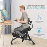 Ergonomic Kneeling Posture Chair with Backrest Adjustable Height and Casters - Furniture > Office