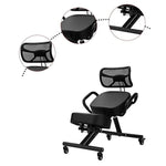 Ergonomic Kneeling Posture Chair with Backrest Adjustable Height and Casters - Furniture > Office