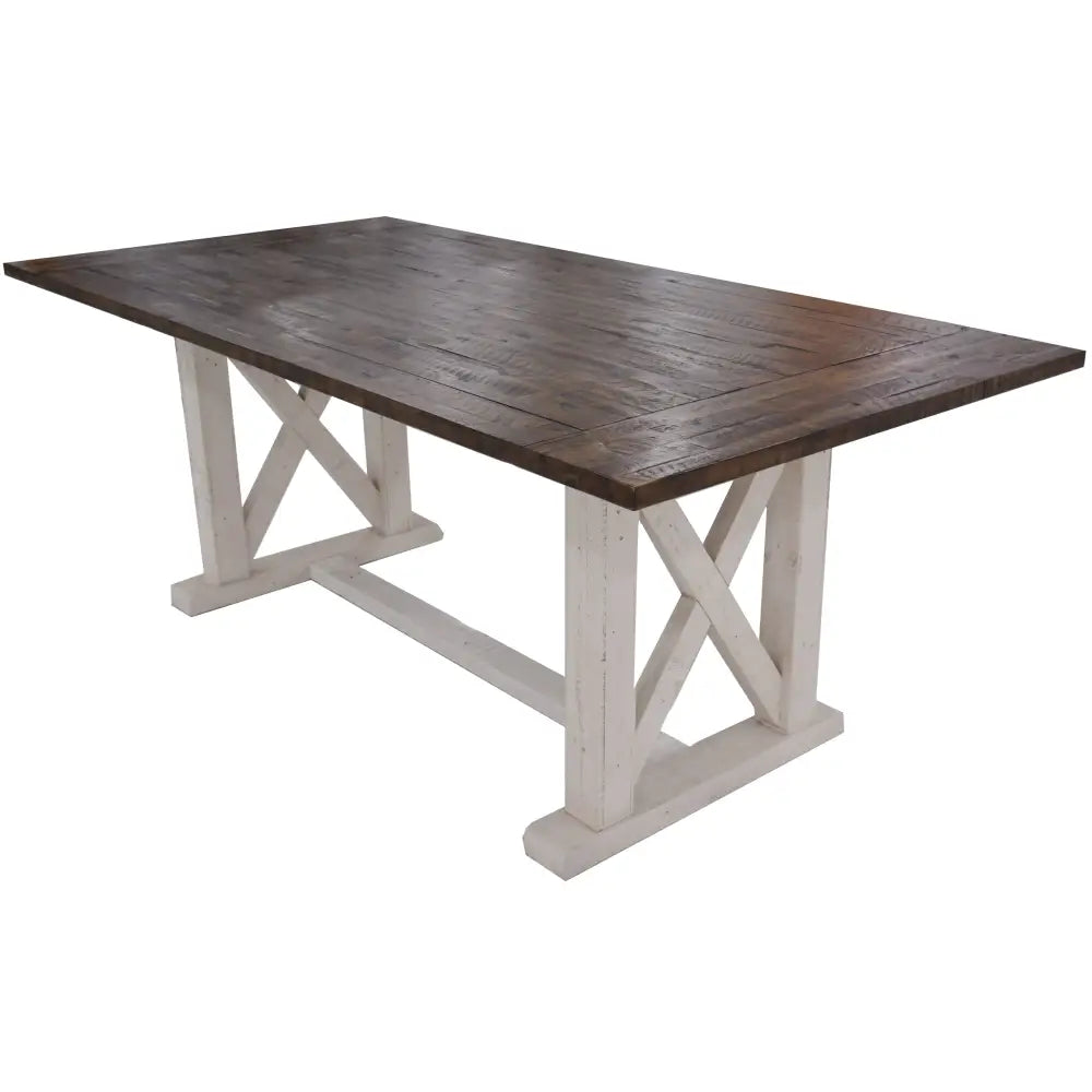 Erica Dining Table 200cm Solid Acacia Timber Wood Hampton Furniture Brown White - Furniture > Dining