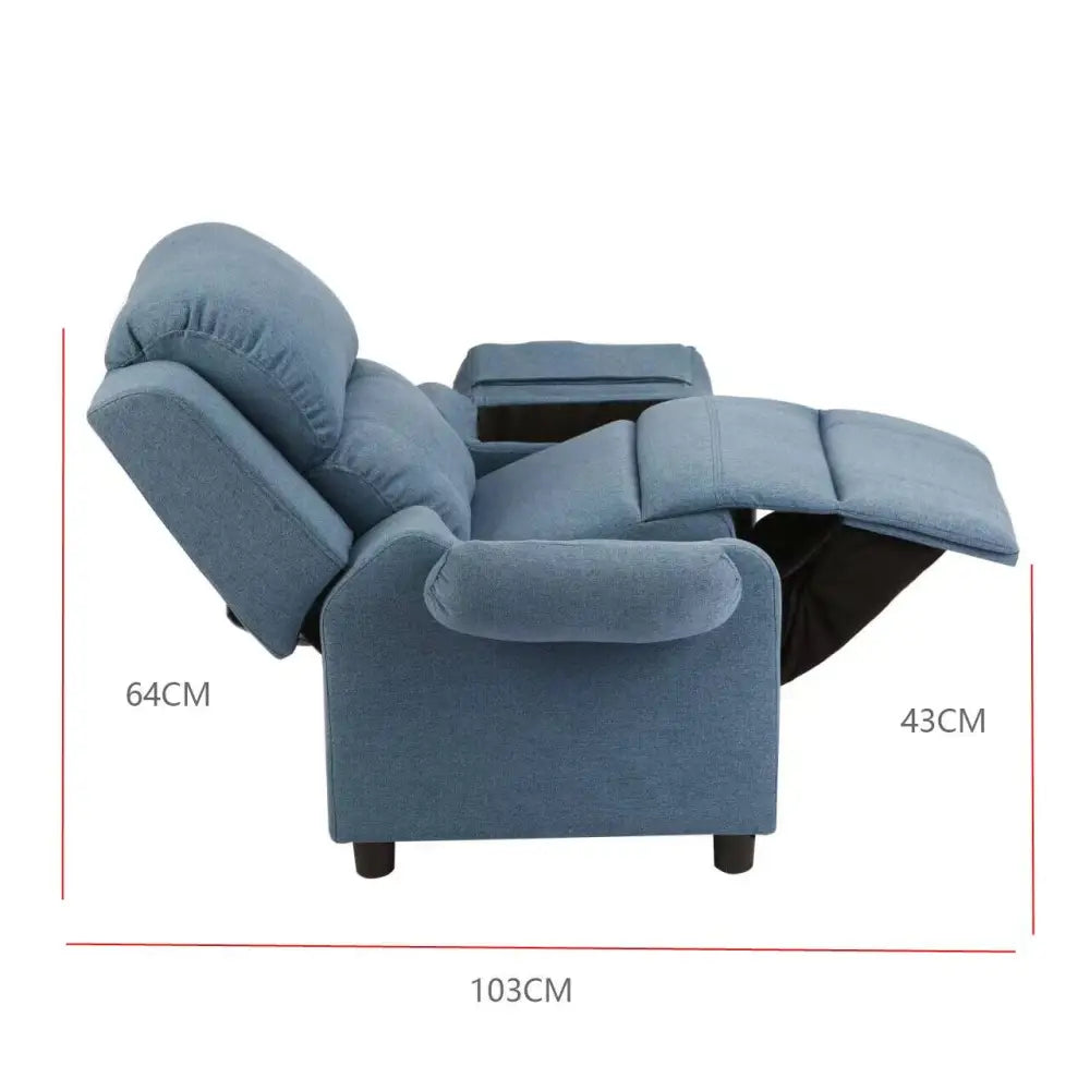 Erika Blue Kids Recliner Sofa Chair Blue Lounge Couch Armchair Childrens - Furniture > Bar Stools & Chairs > Arm Chairs