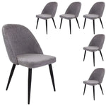 Erin Dining Chair Set of 6 Fabric Seat with Metal Frame - Fog - Furniture > Dining