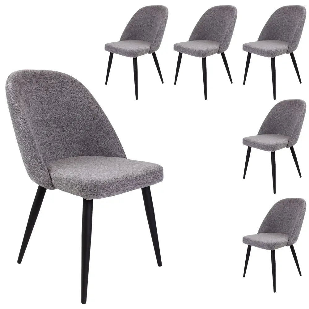 Erin Dining Chair Set of 6 Fabric Seat with Metal Frame - Fog - Furniture > Dining