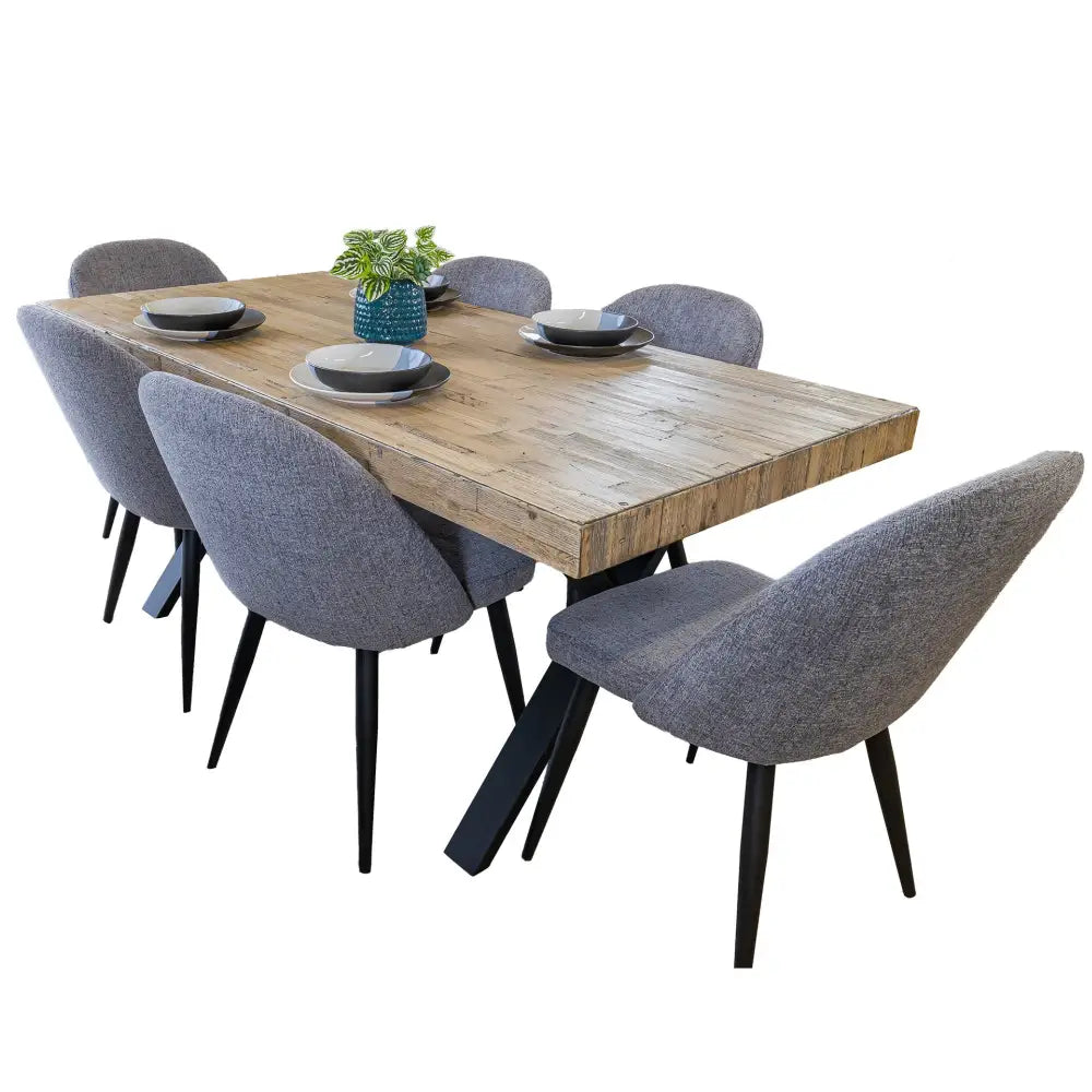 Erin Dining Chair Set of 6 Fabric Seat with Metal Frame - Fog - Furniture > Dining