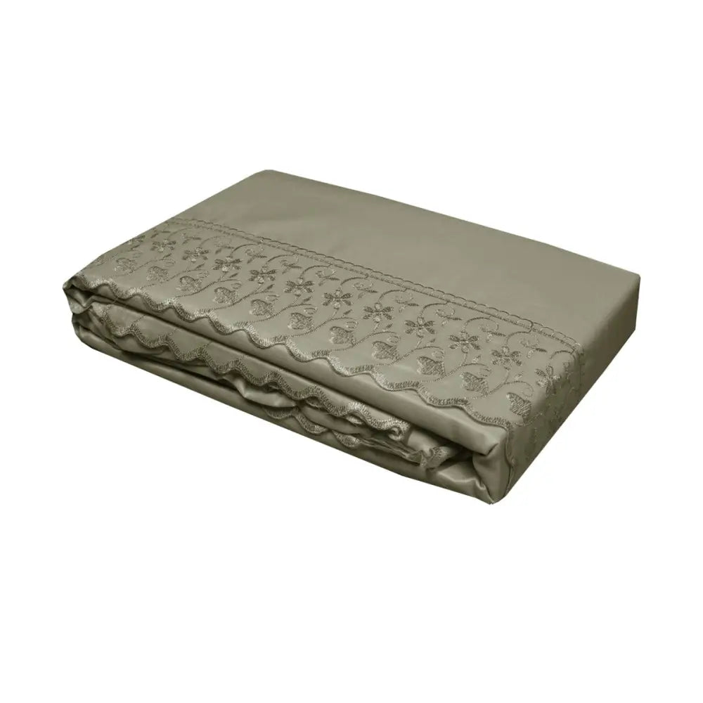 Essentially Home Living Machine Lace Embroidered Sheet Set Single Mocha - Home & Garden > Bedding