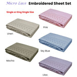 Essentially Home Living Machine Lace Embroidered Sheet Set Single Mocha - Home & Garden > Bedding