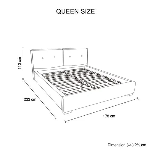 Estella Queen Bed Frame Fabric Upholstery KD Slat in Black - Furniture > Bar Stools & Chairs > Arm Chairs & Recliners