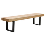 Ethan 190cm Dining Table Bench Seat Veneer Solid Oak Top Metal Leg - Natural - Furniture > Dining