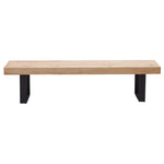Ethan 190cm Dining Table Bench Seat Veneer Solid Oak Top Metal Leg - Natural - Furniture > Dining