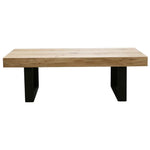 Ethan Coffee Table 130cm Veneer Solid Oak Top Metal Leg - Natural - Furniture > Living Room