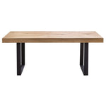 Ethan Dining Table 190cm Veneer Solid Oak Top Metal Leg - Natural - Furniture > Dining