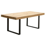 Ethan Dining Table 190cm Veneer Solid Oak Top Metal Leg - Natural - Furniture > Dining