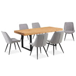 Ethan Dining Table 190cm Veneer Solid Oak Top Metal Leg - Natural - Furniture > Dining