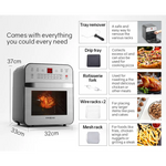 EUROCHEF 16L Digital Air Fryer Electric Airfryer Rotisserie Large Big Dry Cooker Silver - Appliances > Kitchen