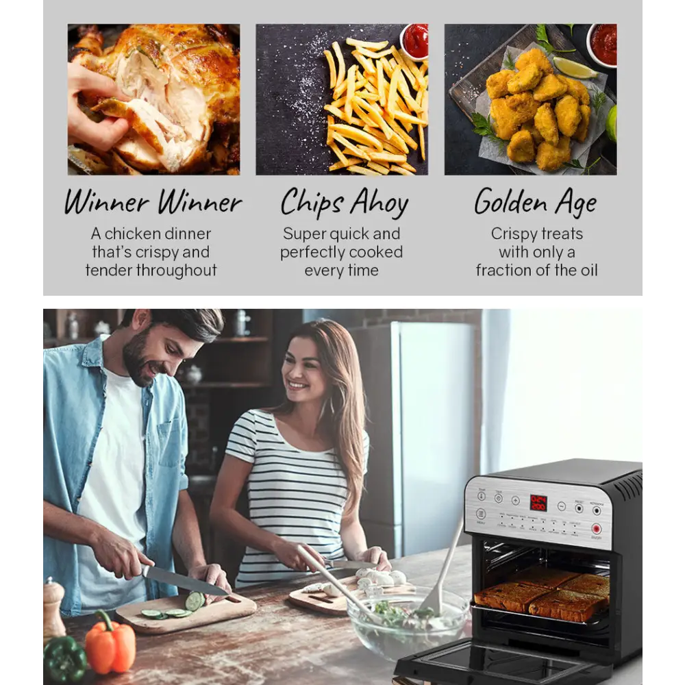 EUROCHEF 16L Digital Air Fryer Electric Airfryer Rotisserie Large Big Dry Cooker Silver - Appliances > Kitchen