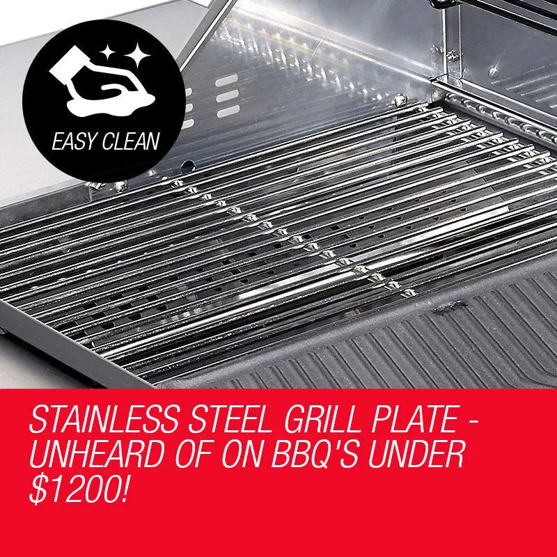 EuroGrille 5 Burner Outdoor BBQ Grill Barbeque Gas Stainless Steel Kitchen Commercial - Home & Garden > BBQ > BBQs &
