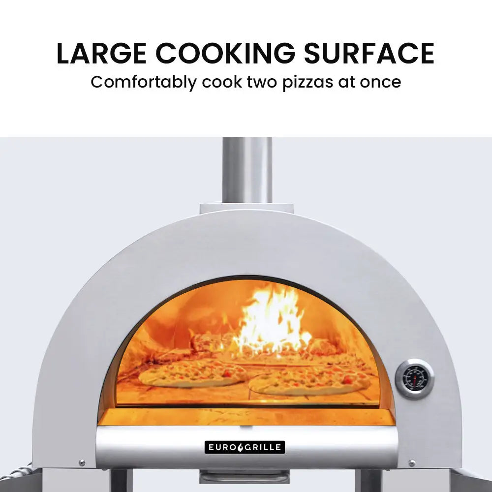 EuroGrille Outdoor Pizza Oven Stainless Steel Portable Pizza Maker Cooker Wood Charcoal Fired - Home & Garden > BBQ >