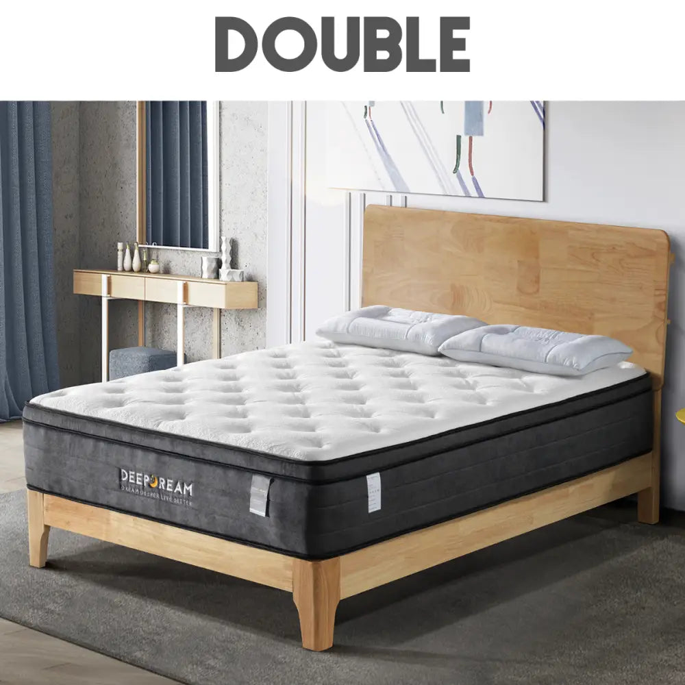 Eurotop Mattress 5 Zone Pocket Spring Latex Foam 34cm - Double - Furniture > Mattresses