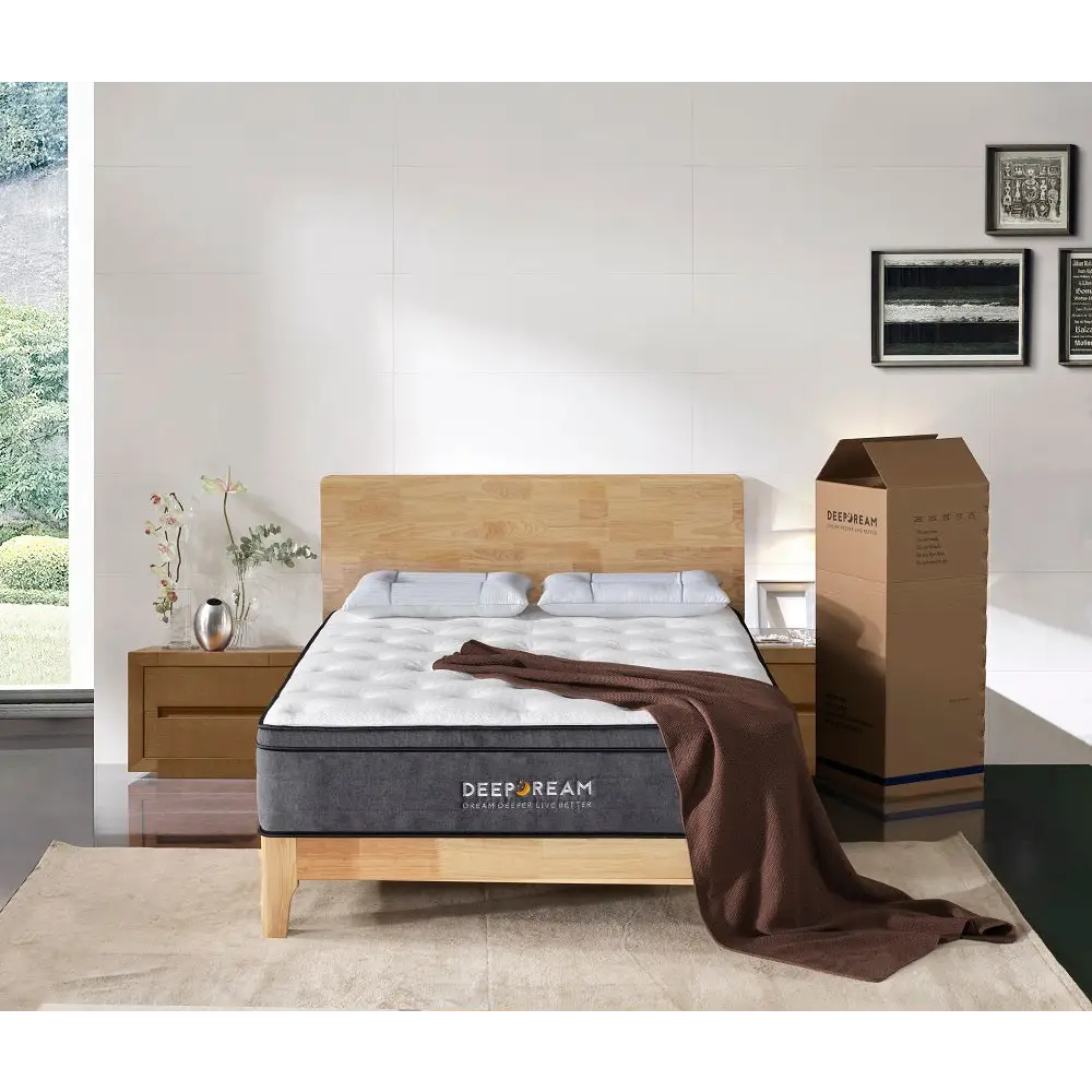 Eurotop Mattress 5 Zone Pocket Spring Latex Foam 34cm - Double - Furniture > Mattresses