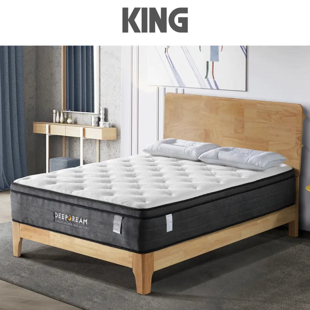 Eurotop Mattress 5 Zone Pocket Spring Latex Foam 34cm - King - Furniture > Mattresses