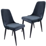 Eva Dining Chair Set of 2 Fabric Seat with Metal Frame - Charcoal - Furniture > Dining