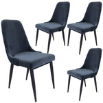 Eva Dining Chair Set of 4 Fabric Seat with Metal Frame - Charcoal - Furniture > Dining
