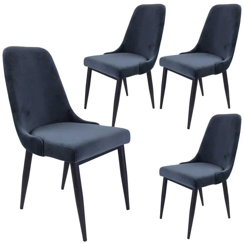 Eva Dining Chair Set of 4 Fabric Seat with Metal Frame - Charcoal - Furniture > Dining