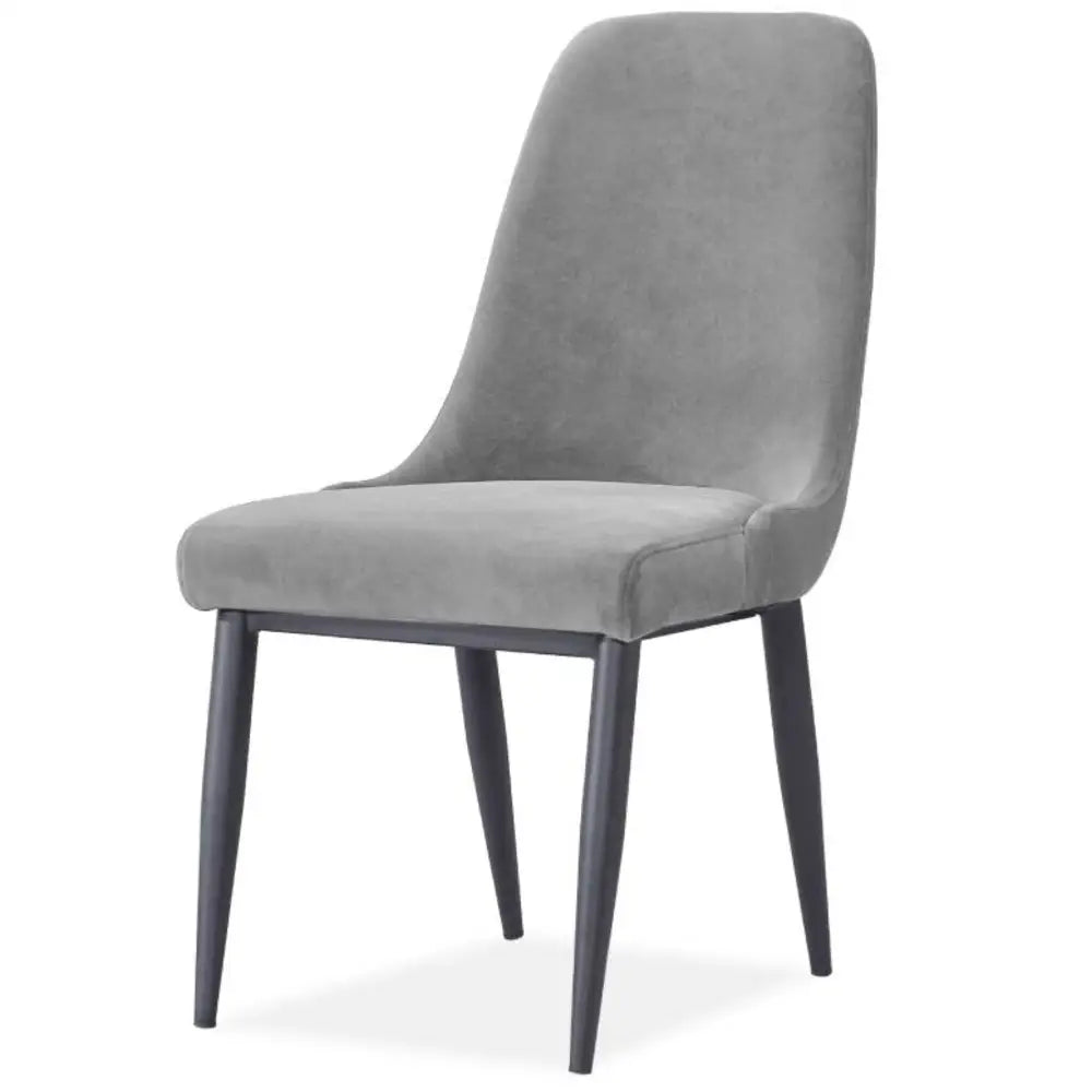 Eva Dining Chair Set of 4 Fabric Seat with Metal Frame - Grey - Furniture > Dining
