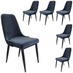 Eva Dining Chair Set of 6 Fabric Seat with Metal Frame - Charcoal - Furniture > Dining